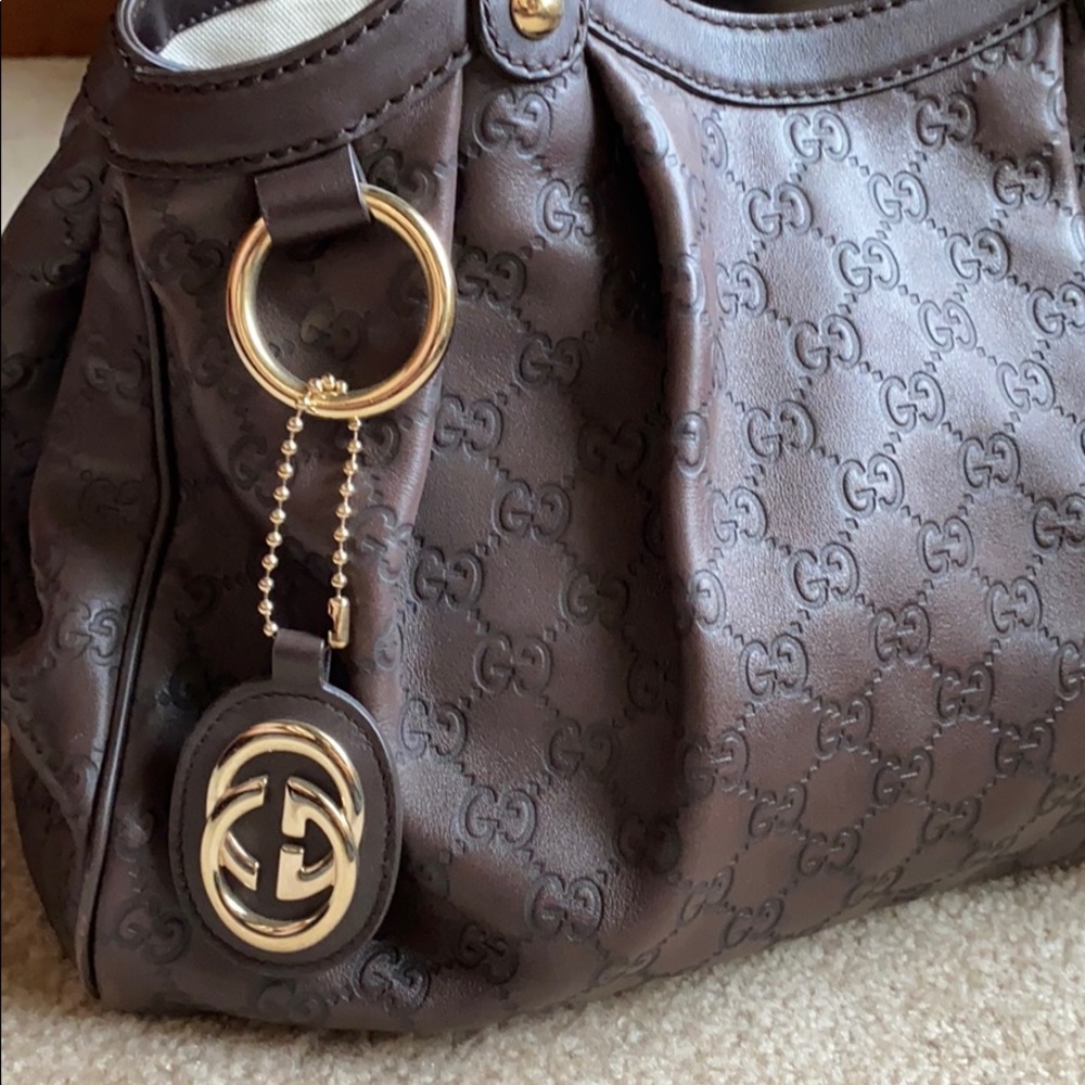 Gucci Dark Brown Logo Shoulder Bag - Picture 2 of 12